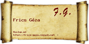 Frics Géza névjegykártya